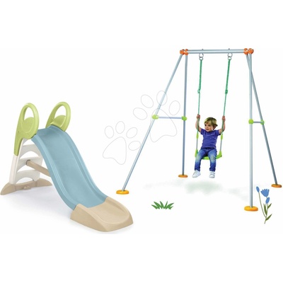 Smoby Set šmykľavka a vodotryskom s dĺžkou 150 cm Toboggan GM Slide Life a hojdačka s kovovou konštrukciou výška 180 cm