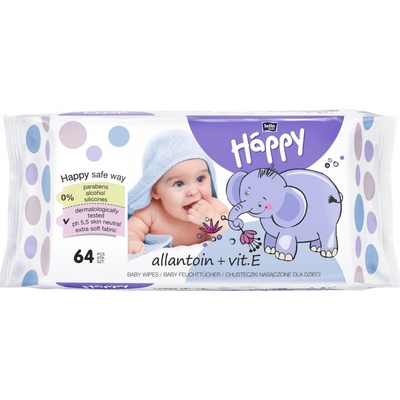 BELLA HAPPY BABY Vlhčené obrúsky s vitamínom E 64 ks