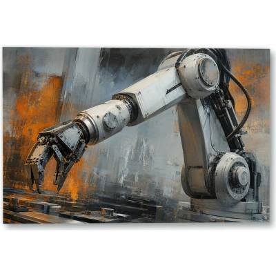 Plakát – Robotická paže v šedo-oranžové kompozici Bez rámu Ano Bez rámu 135 × 90 cm