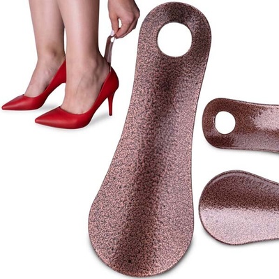 Kovový obuvák na topánky - 12 cm, hnedá