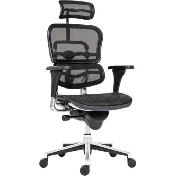 Antares Работен стол Antares ERGOHUMAN W, до 150кг, мрежа, коригиране на височината и облегалката, лумбална опора, заключване в позиция, ергономичен, черен (ERGOHUMAN-W)