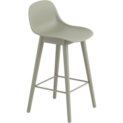 Muuto Fiber Stool 65cm s opierkou wood base + dusty green