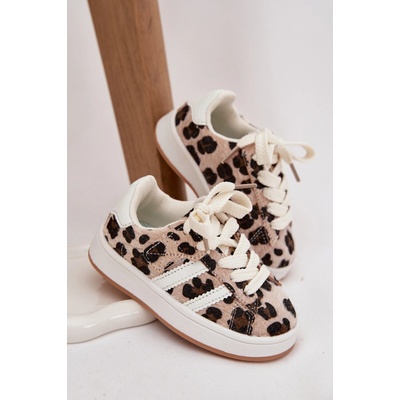 Boto športové topánky sneakers deti leopard béžové amelle biela hnedá krémová