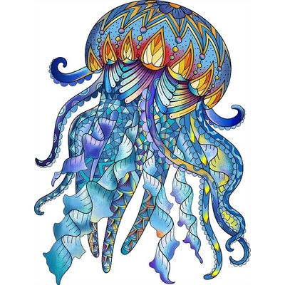 Wooden Dřevěné Medúza Rainbow Jellyfish 106 dílků