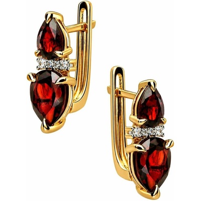 Zlaton Visací náušnice žluté zlato s almandinem 1.7cm 3.6g O29052505827