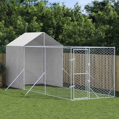 vidaXL Venkovní psí kotec se střechou a bočními stěnami stříbrný 200 x 600 x 250 cm pozinkovaná ocel 9799.3190475