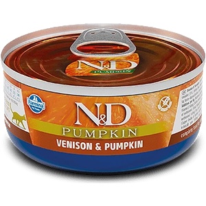 N&D N&D Pumpkin & Venison Adult cat - пълноценна мокра храна без зърнени култури за котки над 1 година с еленско месо и тиква, консерва - 70гр