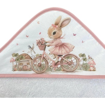 Bambino Casa Хавлия с качулка Bambino Casa - Bianco Rose Rabbit Bicycle, 100 х 100 cm (39011)