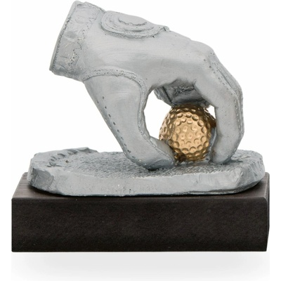 Trofej luxusní se symbolem golfu výška 13 cm stříbrná/zlatá