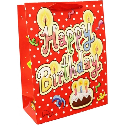 Dárková taška Happy Birthday červená 32*11cm