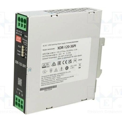 MEAN WELL XDR-120-36PI Napájecí zdroj: spínaný; na lištu DIN; 120W; 36VDC; 0÷3,33A; OUT: 1