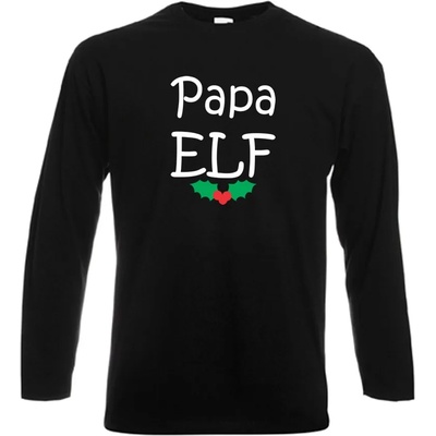 Мъжка бяла или черна тениска с дълъг ръкав Papa Elf