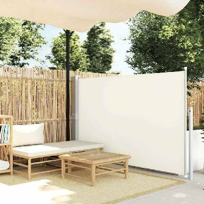 vidaXL Zatahovací boční markýza/zástěna na terasu 140 x 500 cm krémová
