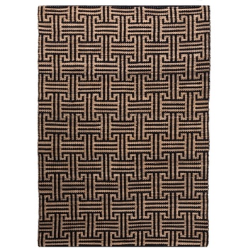 Flair Rugs Черен/естествен ръчно изработен килим със смес от юта 120x170 cm Meander Jute - Flair Rugs (503119380241)