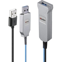 Lindy 43345 USB, USB 3.2 Gen 1 (3.1 Gen 1) USB A 2 x USB A, 30m, modrý, stříbrný