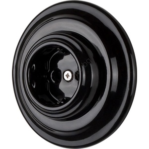 Bohemia-Design - Порцеланова ретро стенна розетка с рамка SCHUKO 250V/16A, черна (BF0057)