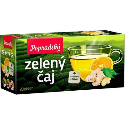 Popradský čaj zelený pomeranč a zázvor 20 sáčků