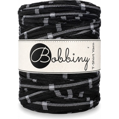 Bobbiny T-shirt yarn Bobbiny - T-shirt yarn: Černé s šedobílým kostkovaným vzorem