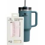 STANLEY 1913 Quencher H2.0 Flowstate Drinking Bottle with Straw 1.2L - Thermo Mug Cools 11 Hours - 48 Hours Ice Cold - Includes the All-Day Quencher Carry-All - Blue Spruce - 100000112504