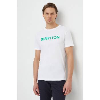 United Colors of Benetton Памучна тениска United Colors of Benetton в бяло с принт (3I1XU100A)