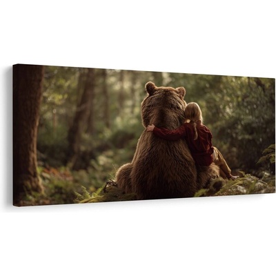 Obraz dívka a medvěd - 120x60