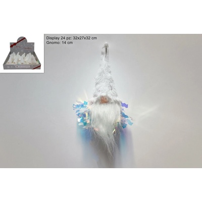 MAKRO Škriatok závesný 14 cm biely s flitrami