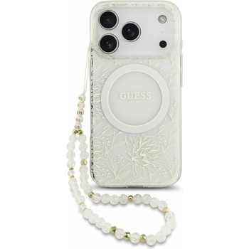 GUESS IML Flowers Allover Strap MagSafe Заден Калъф за iPhone 17 Pro Бял Guess | Byal | МЪЖЕ | UNI
