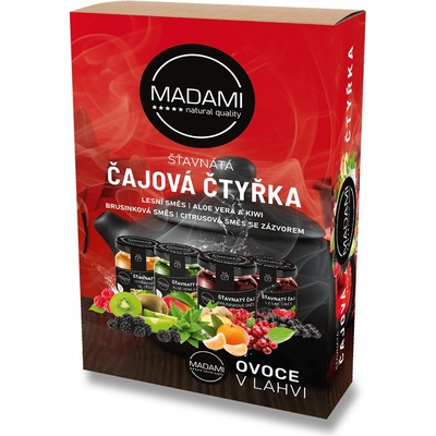 MADAMI Čajová čtyřka Lesní směs Aloe Vera a Kiwi Brusinková směs Citrusová směs se Zázvorem 4 x 55 ml