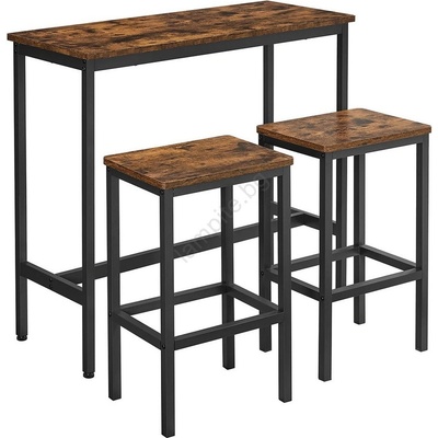 Euziel Комплект барна маса и 2x барни стола BARTIS кафяв/черен (EZ0376)