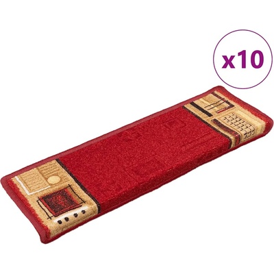 vidaXL Самозалепващи стелки за стълби, 10 бр, 65x21x4 см, червени (149839)