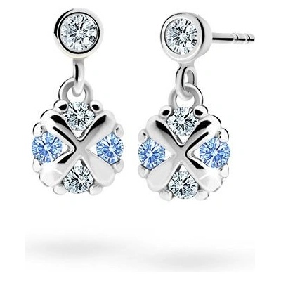 Danfil dětské náušnice C2153 z bílého zlata s kamínky Arctic Blue zapínání puzeta