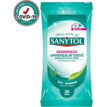 SANYTOL Dezinfekční univerzální čistící utěrky s vůní Eukalyptu 36 ks