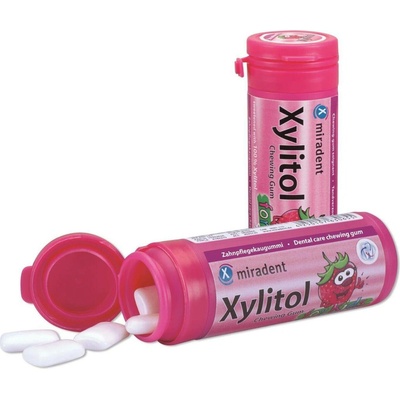 Miradent Xylitol DĚTSKÉ žvýkačky JAHODA 30 ks