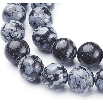 Obsidián vločkový 10mm šňůra (36 - 38 korálků)