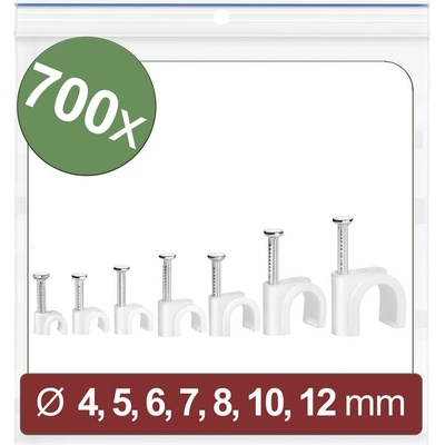 Quadrios 24CA427 hřebíkové příchytky 24CA427 Průměr kabelového svazku (rozsah) 2 do 12 mm bílá 700 ks