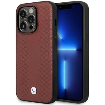 BMW Кейс BMW BMHMP14L22RFGR за iPhone 14 Pro 6.1"", бордо / бордо, Leather Diamond Pattern MagSafe (BMW000579-0)