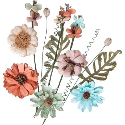 Papírové květiny Dusty Blush - sada 12 ks