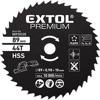 EXTOL PREMIUM Kotouč pilový HSS Ř89x1x10mm, 44T
