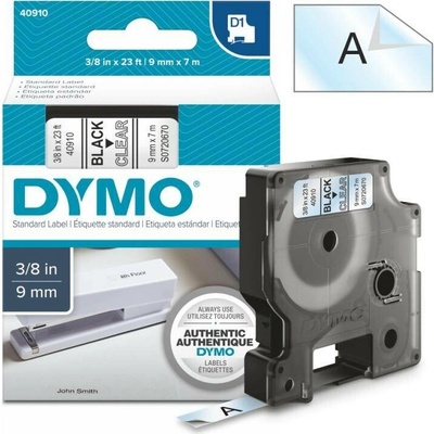 Páska Dymo D1, 9mm (40910) průhledná, černý tisk, 7m