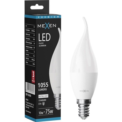 Mexen Nova LED крушка пламък E14, C37, 10W, Неутрална - 4000K, 1055 lm - L106-E14-1040-01 (L106-E14-1040-01)