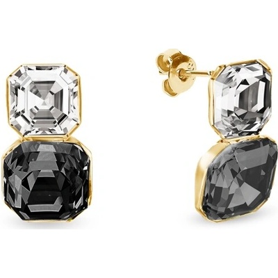 Spark Náušnice černé se Swarovski Elements Imperial Duo KTG44802LGDGS Silver Night