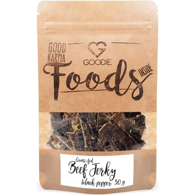 Goodie Grass-fed sušené hovězí maso Jerky černý pepř 50 g