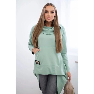 Kesi Sweatshirt with a long back and a hood in dark mint tyrkysová