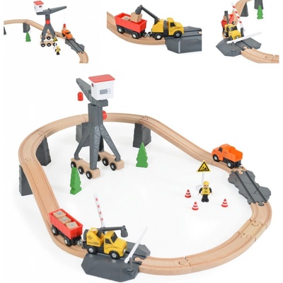 Tooky Toy Drevená cesta pre stavebné vozidlá