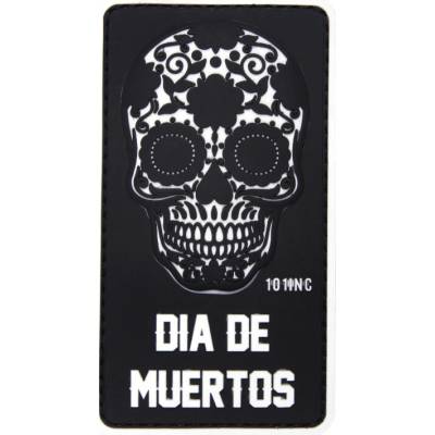 Gumená nášivka 101 Inc nápis Die de muertos - čierna