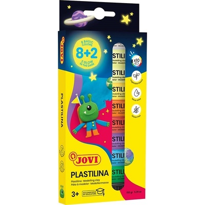 Jovi Glow plastelína 10x15g 8 základních barev + 2 barvy svítící ve tmě – Zbozi.Blesk.cz