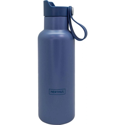 Nerthus 500 мл тъмно синя двустенна спортна бутилка с дръжка Click Cap Nerthus