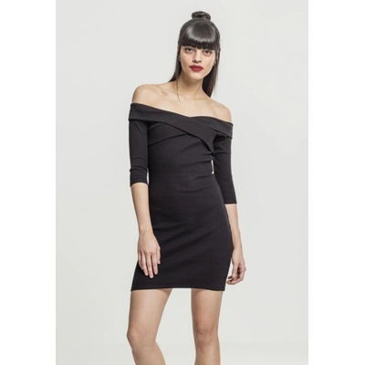 Urban classics 2 Ladies Off Shoulder Cross Rib Dress black