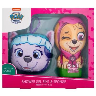 Nickelodeon Paw Patrol Skye 3in1 Shower Gel, Shampoo & Conditioner подаръчен комплект: душ гел, шампоан и балсам 300 мл + гъба за баня