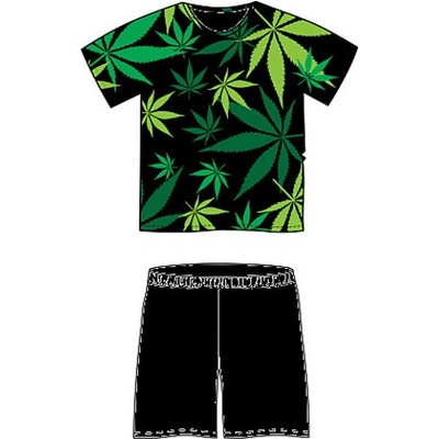 Lonka Koffing tráva pánské pyžamo krátké černo zelené